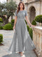 A-Line/Princess Scoop Short Sleeves Jumpsuit with Applique