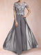 A-Line/Princess Scoop Short Sleeves Jumpsuit with Applique