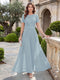 A-Line/Princess Scoop Short Sleeves Jumpsuit with Applique