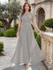 A-Line/Princess Scoop Short Sleeves Jumpsuit with Applique
