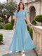 A-Line/Princess Scoop Short Sleeves Jumpsuit with Applique