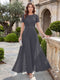 A-Line/Princess Scoop Short Sleeves Jumpsuit with Applique