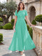 A-Line/Princess Scoop Short Sleeves Jumpsuit with Applique