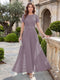 A-Line/Princess Scoop Short Sleeves Jumpsuit with Applique