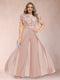 A-Line/Princess Scoop Short Sleeves Plus Size Mother of the Bride Jumpsuit with Applique