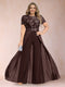 A-Line/Princess Scoop Short Sleeves Plus Size Mother of the Bride Jumpsuit with Applique