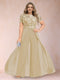 A-Line/Princess Scoop Short Sleeves Plus Size Mother of the Bride Jumpsuit with Applique