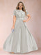 A-Line/Princess Scoop Short Sleeves Plus Size Mother of the Bride Jumpsuit with Applique