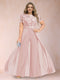 A-Line/Princess Scoop Short Sleeves Plus Size Mother of the Bride Jumpsuit with Applique