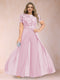 A-Line/Princess Scoop Short Sleeves Plus Size Mother of the Bride Jumpsuit with Applique