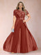 A-Line/Princess Scoop Short Sleeves Plus Size Mother of the Bride Jumpsuit with Applique