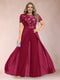 A-Line/Princess Scoop Short Sleeves Plus Size Mother of the Bride Jumpsuit with Applique