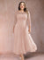 A-Line/Princess Scoop 3/4 Sleeves Plus Size Mother of the Bride Dresses with Applique