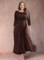 A-Line/Princess Scoop 3/4 Sleeves Plus Size Mother of the Bride Dresses with Applique