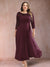 A-Line/Princess Scoop 3/4 Sleeves Plus Size Mother of the Bride Dresses with Applique