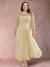 A-Line/Princess Scoop 3/4 Sleeves Plus Size Mother of the Bride Dresses with Applique