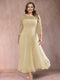 A-Line/Princess Scoop 3/4 Sleeves Plus Size Mother of the Bride Dresses with Applique