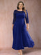 A-Line/Princess Scoop 3/4 Sleeves Plus Size Mother of the Bride Dresses with Applique