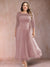 A-Line/Princess Scoop 3/4 Sleeves Plus Size Mother of the Bride Dresses with Applique