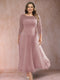 A-Line/Princess Scoop 3/4 Sleeves Plus Size Mother of the Bride Dresses with Applique