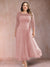 A-Line/Princess Scoop 3/4 Sleeves Plus Size Mother of the Bride Dresses with Applique