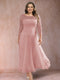 A-Line/Princess Scoop 3/4 Sleeves Plus Size Mother of the Bride Dresses with Applique