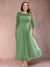 A-Line/Princess Scoop 3/4 Sleeves Plus Size Mother of the Bride Dresses with Applique