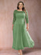 A-Line/Princess Scoop 3/4 Sleeves Plus Size Mother of the Bride Dresses with Applique