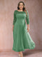 A-Line/Princess Scoop 3/4 Sleeves Plus Size Mother of the Bride Dresses with Applique