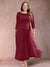 A-Line/Princess Scoop 3/4 Sleeves Plus Size Mother of the Bride Dresses with Applique