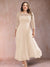 A-Line/Princess Scoop 3/4 Sleeves Plus Size Mother of the Bride Dresses with Applique