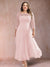 A-Line/Princess Scoop 3/4 Sleeves Plus Size Mother of the Bride Dresses with Applique