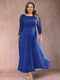 A-Line/Princess Scoop 3/4 Sleeves Plus Size Mother of the Bride Dresses with Applique