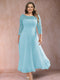 A-Line/Princess Scoop 3/4 Sleeves Plus Size Mother of the Bride Dresses with Applique