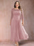 A-Line/Princess Scoop 3/4 Sleeves Plus Size Mother of the Bride Dresses with Applique