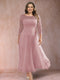 A-Line/Princess Scoop 3/4 Sleeves Plus Size Mother of the Bride Dresses with Applique