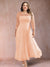 A-Line/Princess Scoop 3/4 Sleeves Plus Size Mother of the Bride Dresses with Applique