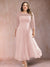 A-Line/Princess Scoop 3/4 Sleeves Plus Size Mother of the Bride Dresses with Applique