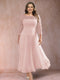 A-Line/Princess Scoop 3/4 Sleeves Plus Size Mother of the Bride Dresses with Applique