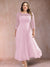 A-Line/Princess Scoop 3/4 Sleeves Plus Size Mother of the Bride Dresses with Applique