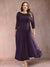 A-Line/Princess Scoop 3/4 Sleeves Plus Size Mother of the Bride Dresses with Applique