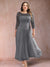 A-Line/Princess Scoop 3/4 Sleeves Plus Size Mother of the Bride Dresses with Applique