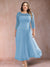 A-Line/Princess Scoop 3/4 Sleeves Plus Size Mother of the Bride Dresses with Applique
