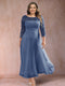 A-Line/Princess Scoop 3/4 Sleeves Plus Size Mother of the Bride Dresses with Applique
