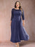 A-Line/Princess Scoop 3/4 Sleeves Plus Size Mother of the Bride Dresses with Applique
