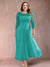 A-Line/Princess Scoop 3/4 Sleeves Plus Size Mother of the Bride Dresses with Applique