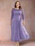 A-Line/Princess Scoop 3/4 Sleeves Plus Size Mother of the Bride Dresses with Applique