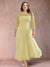 A-Line/Princess Scoop 3/4 Sleeves Plus Size Mother of the Bride Dresses with Applique