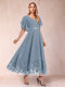 A-Line/Princess V-Neck Half Sleeves Mother of the Bride Dresses with Applique