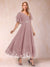 A-Line/Princess V-Neck Half Sleeves Mother of the Bride Dresses with Applique